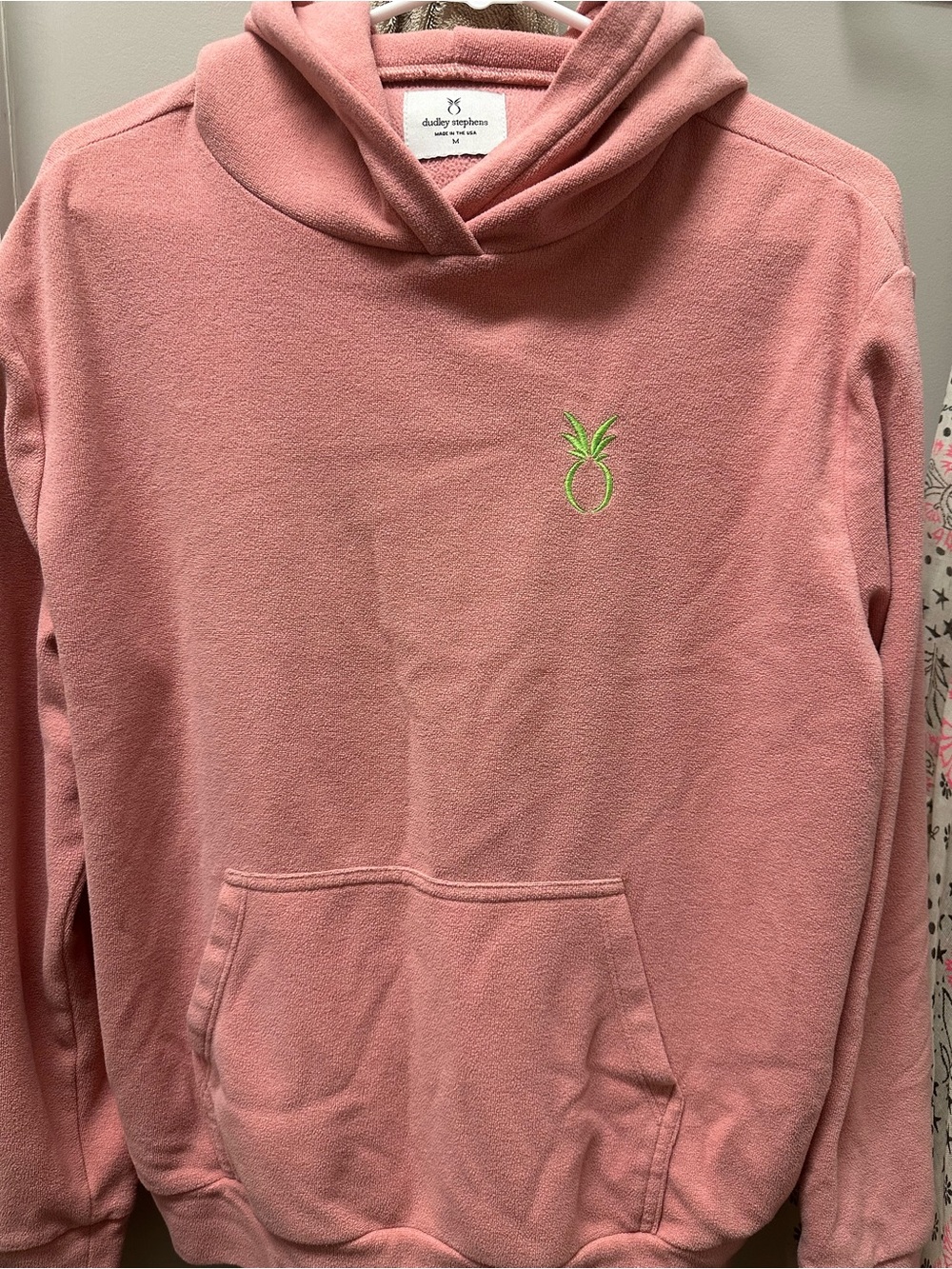 Dudley Stephens Pink Terrycloth Pineapple Hoodie, Medium